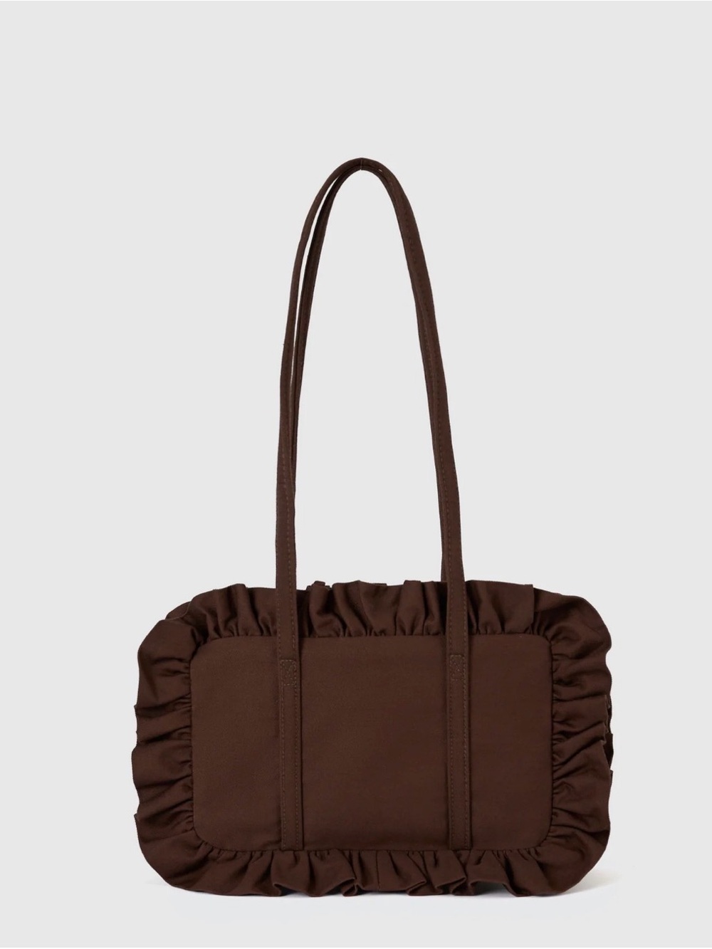 Baggy London Brown Ruffle Bowler Bag